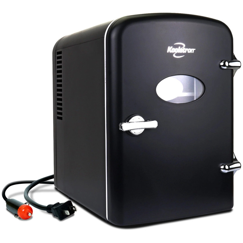 Retro Portable Mini Fridge 4L Black 110V AC/ 12V DC